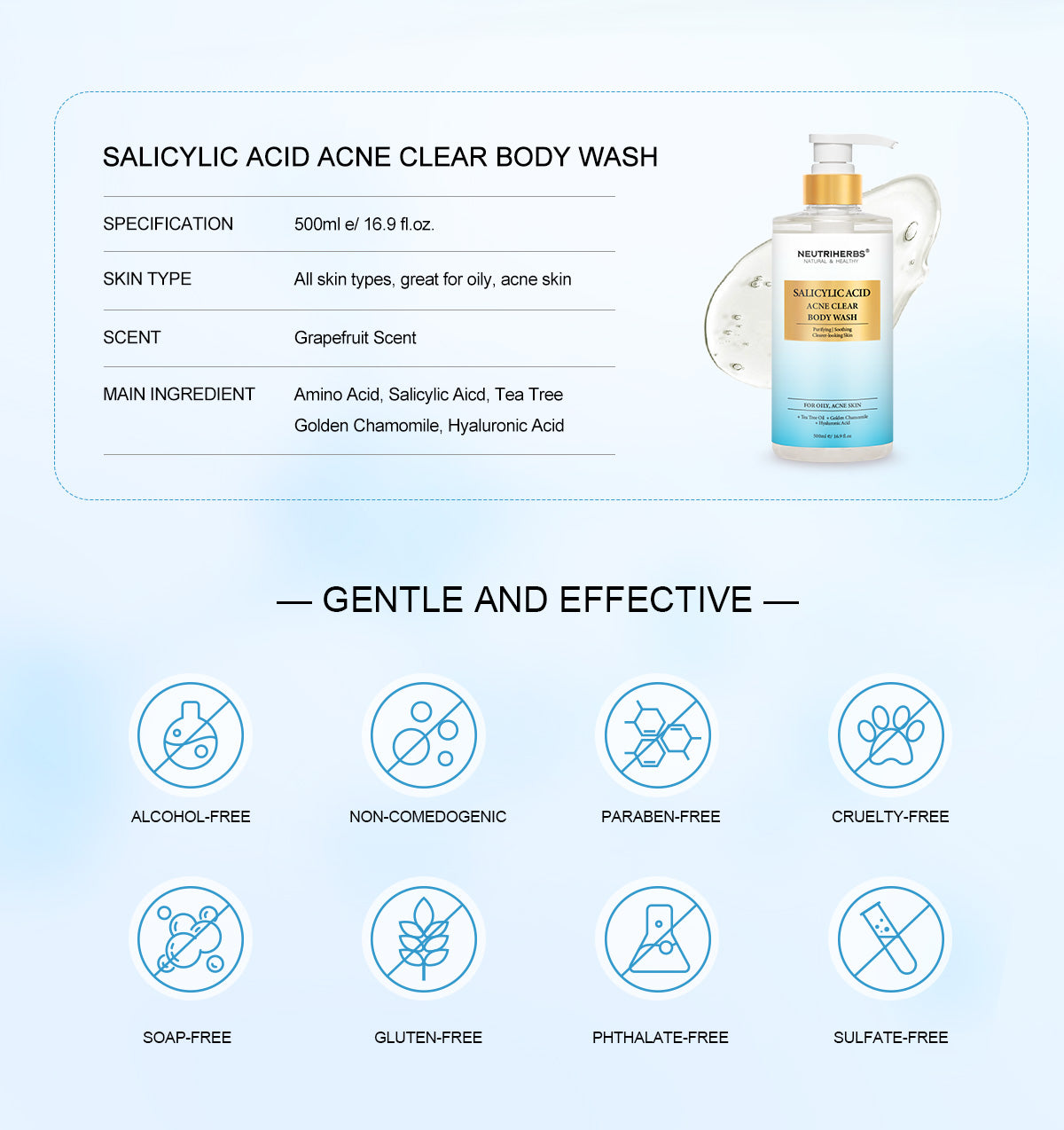 Salicylic Acid Body Wash For Acne Prone Skin -500ml