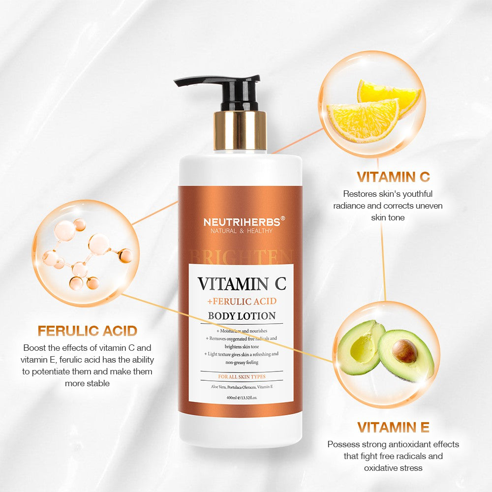 Vitamin C Brightening & Glow Body Lotion (With Ferulic Acid) - 400ml