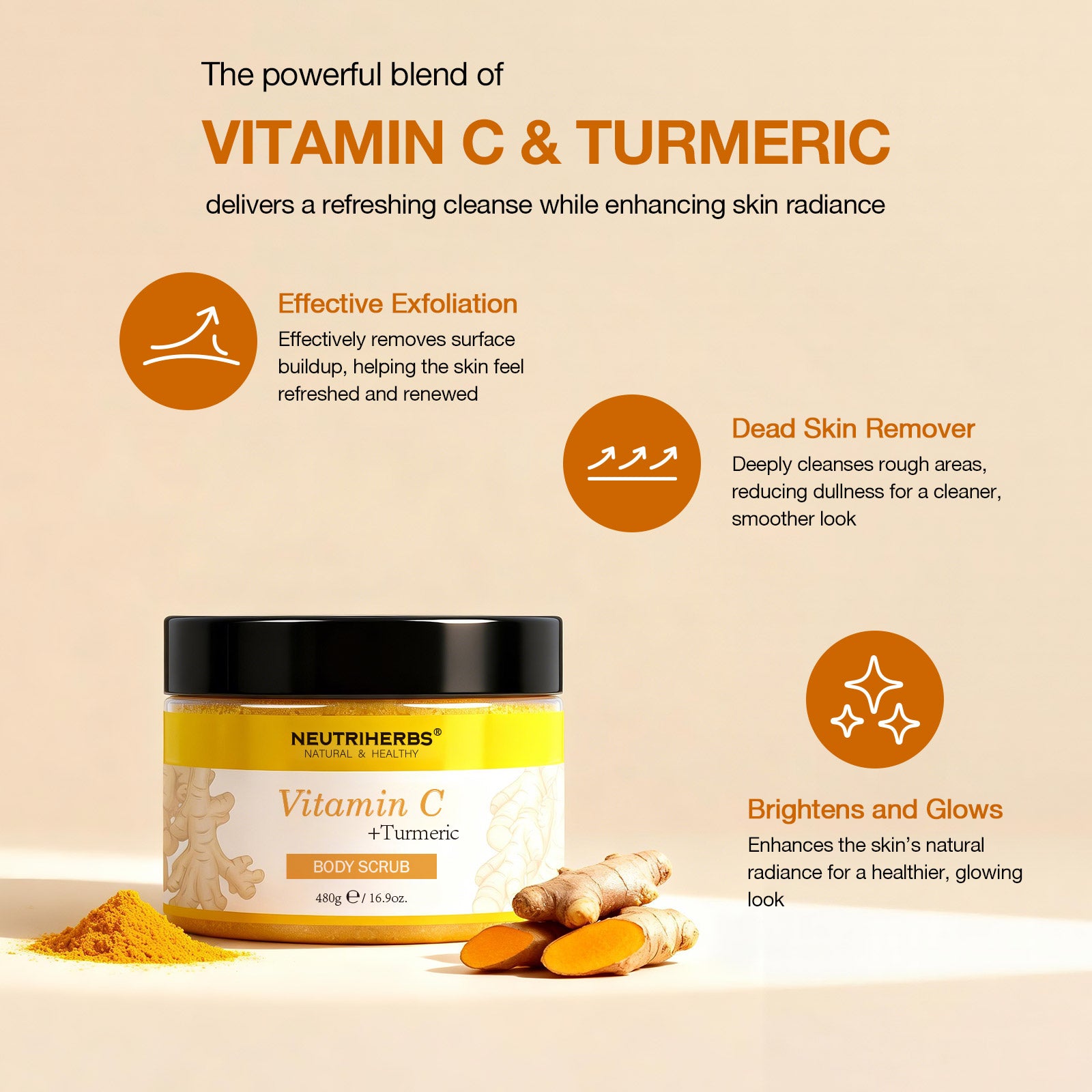 Vitamin C Turmeric Exfoliating Glow Body Scrub - 480g