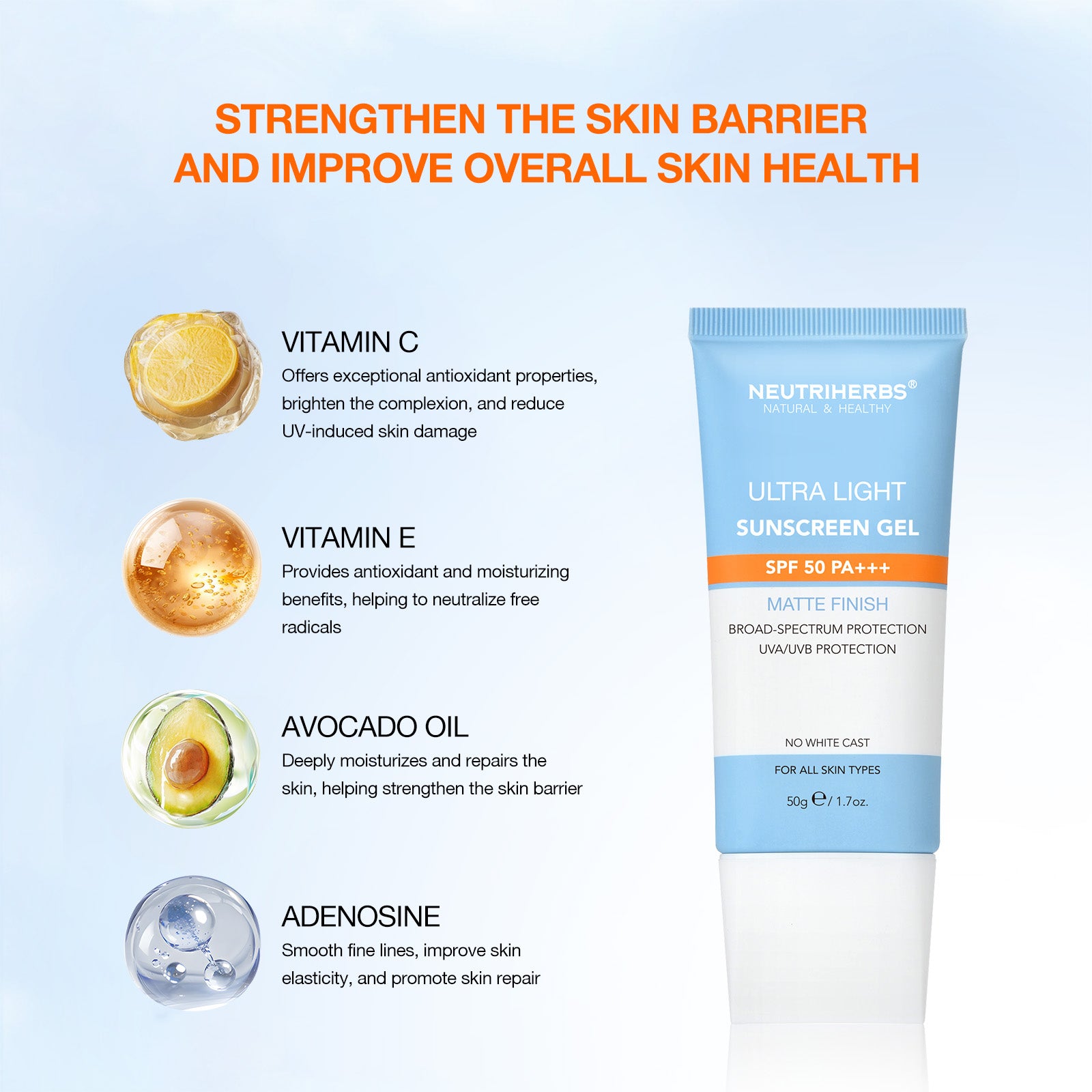 Ultra Light SPF 50 PA+++ Sunscreen Gel | 50g